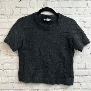 Everlane Dark Gray Alpaca Wool Blend Sweater Short Sleeve Women's Medium